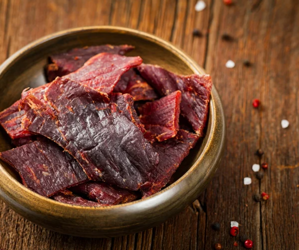 bowl of seasoned beef jerky
